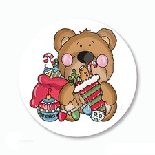 Whimsical Christmas Teddy Bear Scrapbook Stickers Favors Labels Envelope Seals
