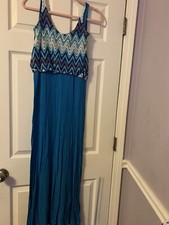Blue Zig Zag Maxi Dress