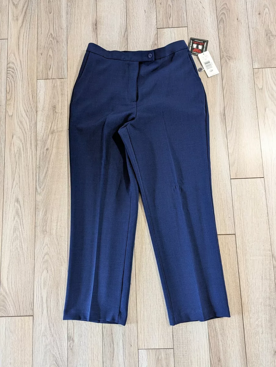 ALIA Women Dress Pants Navy Blue Tummy Slim Fit Stretch Size 12P