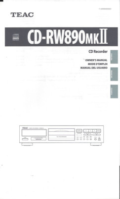 TEAC Bedienungsanleitung user manual owners manual  für CD- RW 890 MKII Copy
