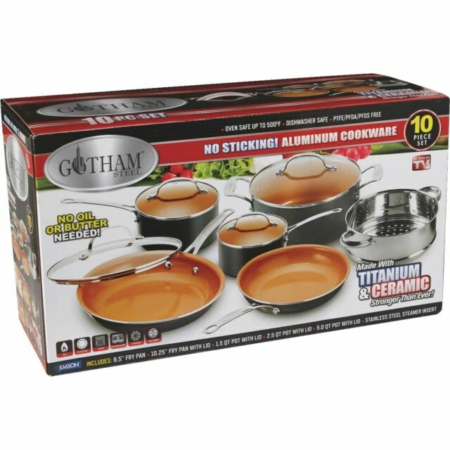 10 Pc Cookware Set Graphite Ceramic Non-Stick Cooking POTS and PANS With Lid