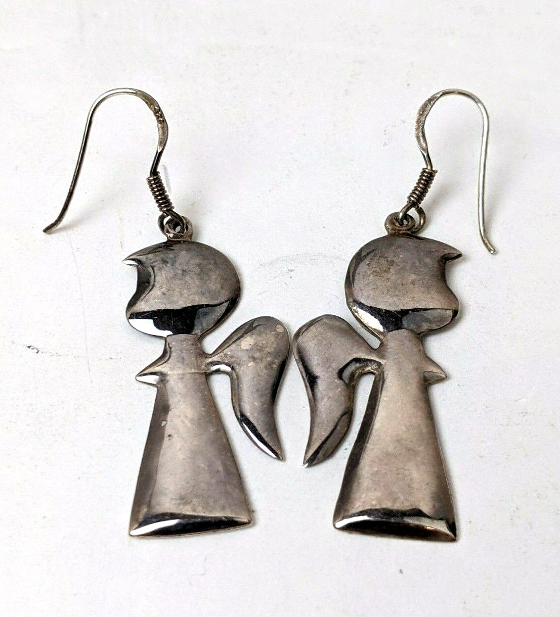 Cute Vintage Solid STERLING SILVER Dangle ANGEL E… - image 2