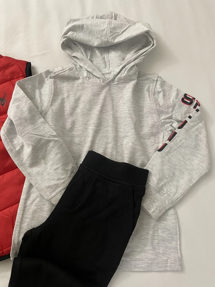 Spyder Niños Niños 3 Piezas Chaleco Conjunto, Sudadera con Capucha, Jogger, Rojo, Talla 6 - NUEVO Foto 3 de 4