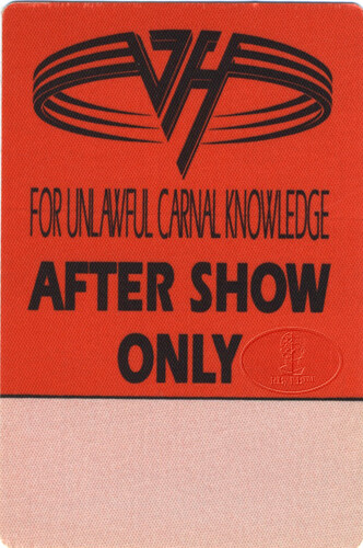 Pase entre bastidores Van Halen 1991-92 Carnal Knowledge - Imagen 1 de 1