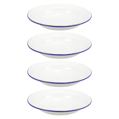 4Pcs Enamel Fruits Plates Home Hotel Enamel Plates Food Plates Snacks Serving
