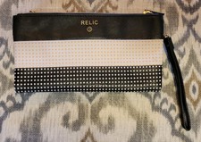 RELIC By FOSSIL Wristlet Wallet Black Polka Dot Very Clean