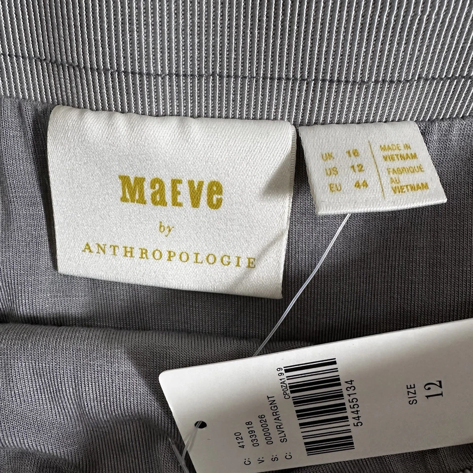 全新带标签 Anthropologie Maeve 银色 Eclat 中裙 12 Twee Artsy Eccentric Shinny — 第 4/4 张图片