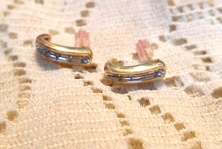 10K Gold & Diamond Pierced Earrings Wear or Scrap 2.2 Grams