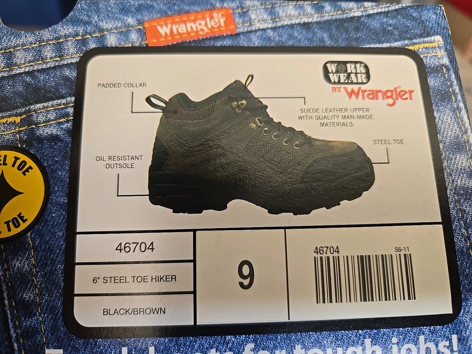 Work Wear Wrangler Steel Toe  Boots Men's Size 9 - Image 2 of 4