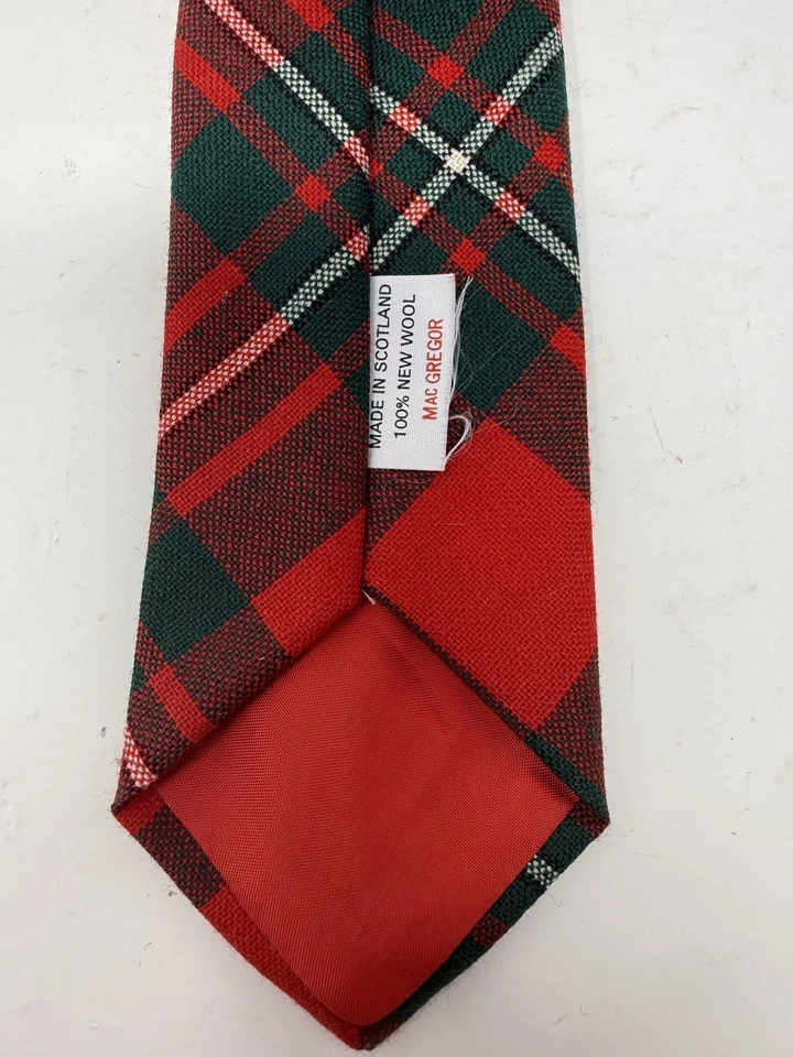 Corbata de Navidad Mac Gregor Escocesa Tartán Lana Rojo Verde a Cuadros Foto 2 de 3