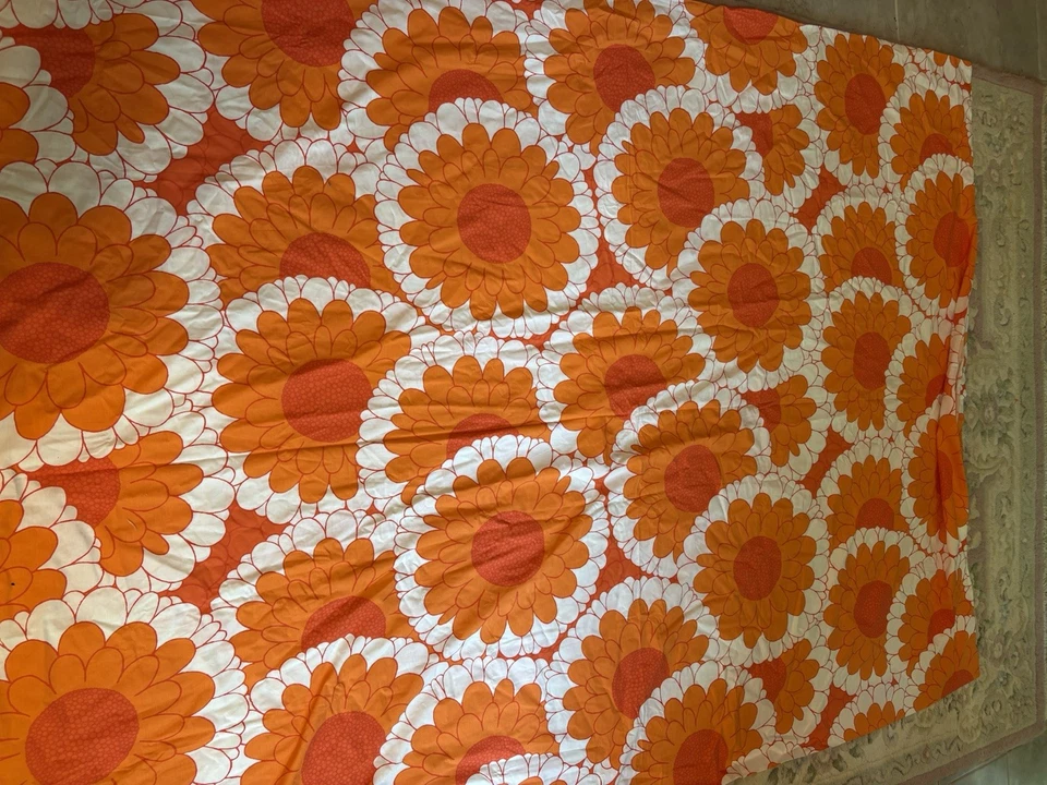 Funda nórdica y funda de almohada Ikea Kransmalva naranja y blanco flor Power DOBLE Foto 2 de 4