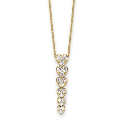 14K Gelbgold 1 kt Rundschliff Lab gezüchteter Diamant Herzen Anhänger Halskette 18 Zoll