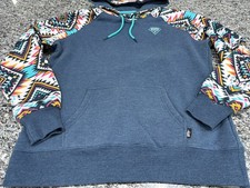 Hooey Rope Like A Girl Aztec Hoodie Women's Large Navy Blue Western Pullover