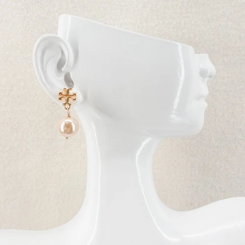 Tory Burch Faux Pearl Logo Ohrhänger Rosegold OS - Bild 8 von 12