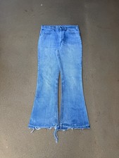 Vintage 70  s Levi  s 646 Orange Tab Bellbottom Flare Faded Denim Jeans Size 32x31