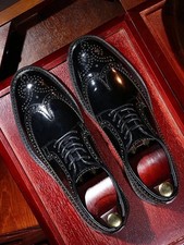Handmade Men's Top Fashion Black Leather Derby Wingtip Brogue Lace Up Party Shoe