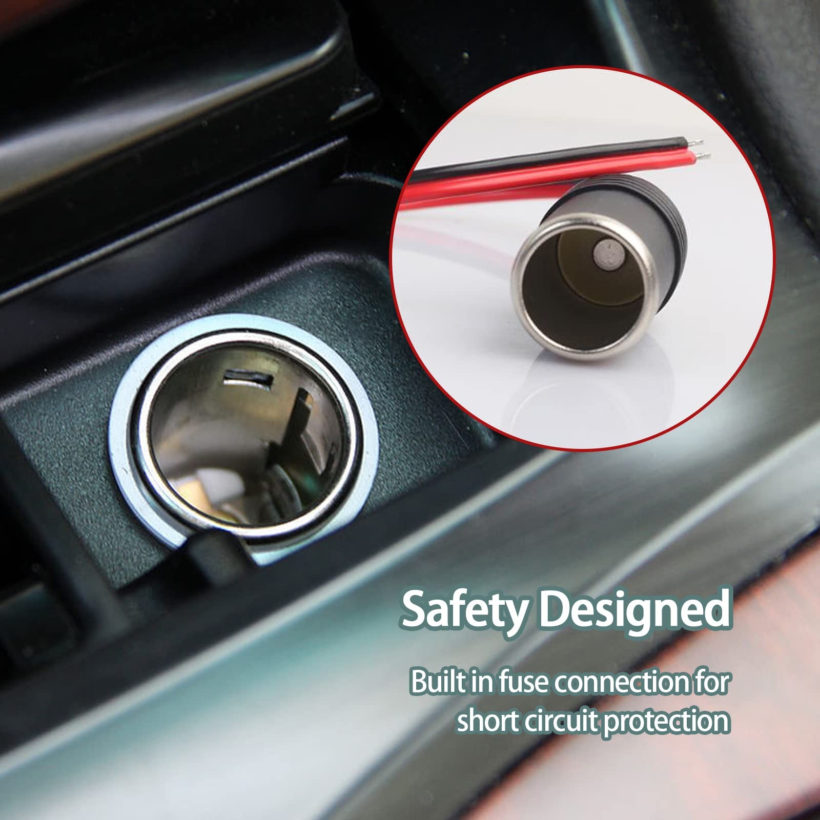 Car Charger Power Cigarette Lighter Female Socket Cable Plug Adapter, 12V 24V...