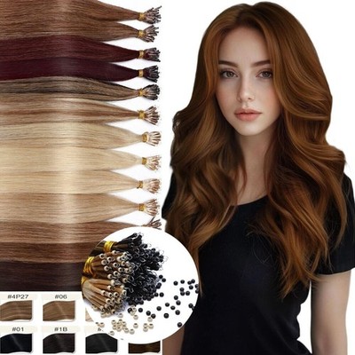 Micro Ring Link Nano Beads Remy Human Hair Extensions Full Head Double Drawn 1g