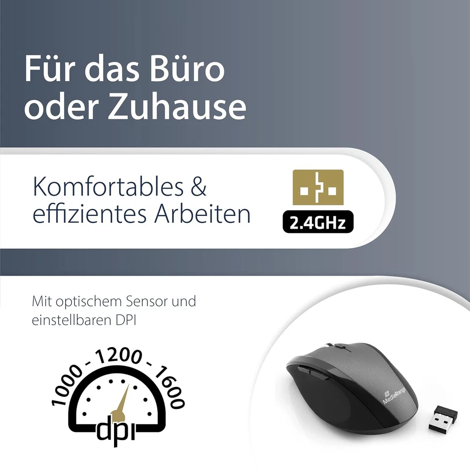 MediaRange MROS203 Optical mouse wireless 5 buttons 5 Tasten standard - Image 3 of 4