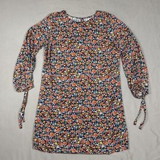 Old Navy Shift Dress LG Mini Boho Floral Print L/S Pullover Beach Tie Ditsy EUC