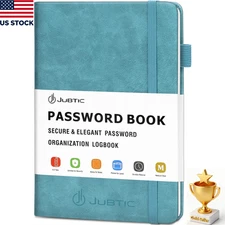 Notebook Password Book With Alphabetical Tabs Hardbound Medium Pocket Blue Diary