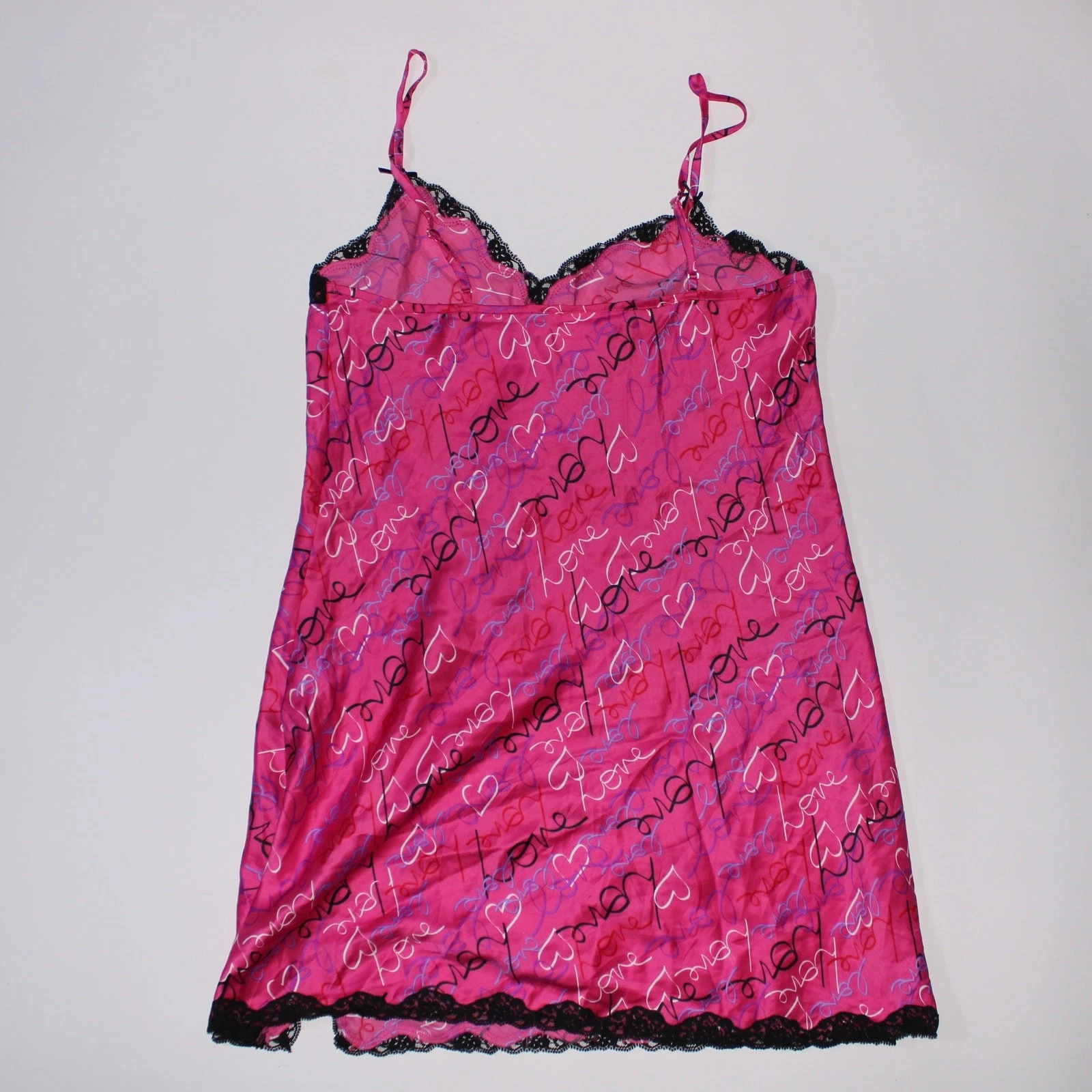 UNDERCOVER Abito Slip Vintage Secret Treasures Rosa Semi Trasparente Love Cuore Con Bordo in Pizzo