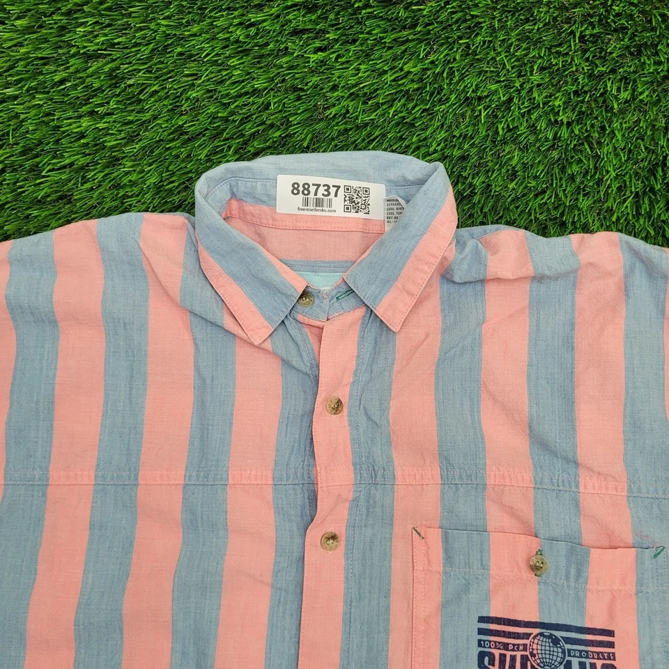 Camisa Vintage Bondi-Beach Botón Mediana 22x30 Azul Rosa Foto 2 de 4