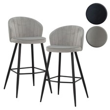 FineBuy Tabouret de bar Scandinave Métal Lot de 2 Velours Chaise de bar Haute