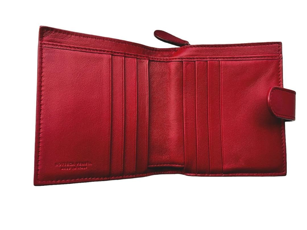 Bottega Veneta Intrecciato Leather Red Wallet, Bifold, Excellent Condition Japa thumbnail 3
