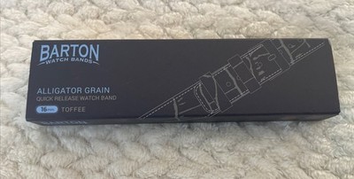 BARTON 16mm Alligator Grain Leather Quick Release Watch Band Toffee Brown