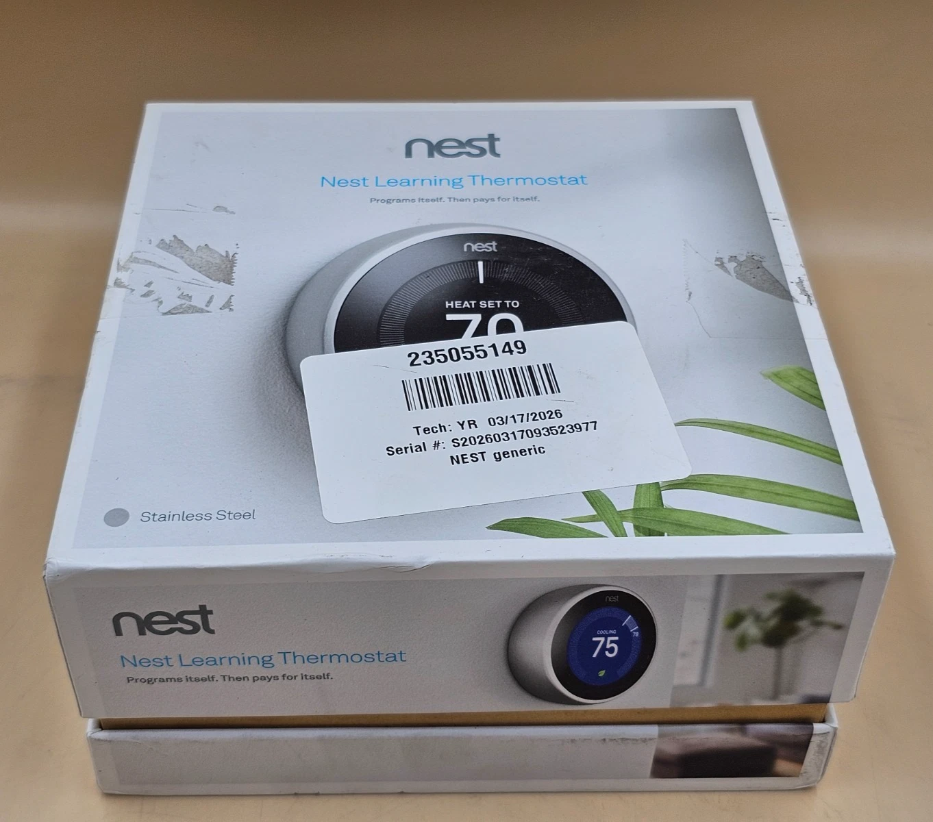 Google Nest 3rd Generation Learning Thermostat T3007ES Stainless Steel A+