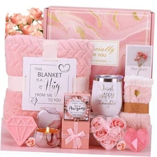Birthday Gifts for Women Self Care Gift Set, Pink Relaxing Spa Gifts Pink-2