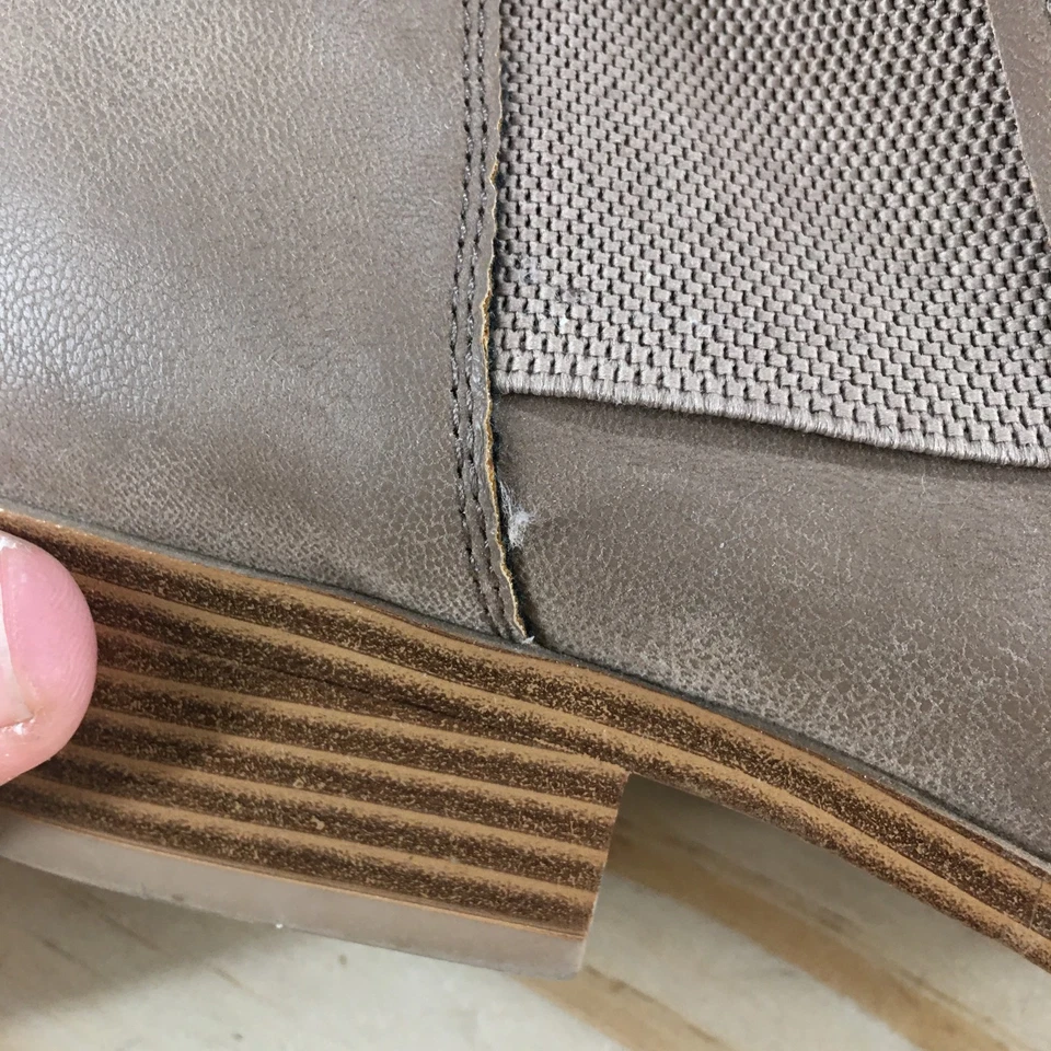 Mia Botas Mujer 8.5 Chelsea Beige Imitación Cuero Tobillo Pull On Block Tacones Foto 4 de 4