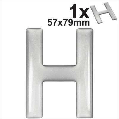 3D Gel Silber Buchstabe H für klassische schwarze Nummernschilder gewölbt Harz Herstellung Zum Selbermachen UK