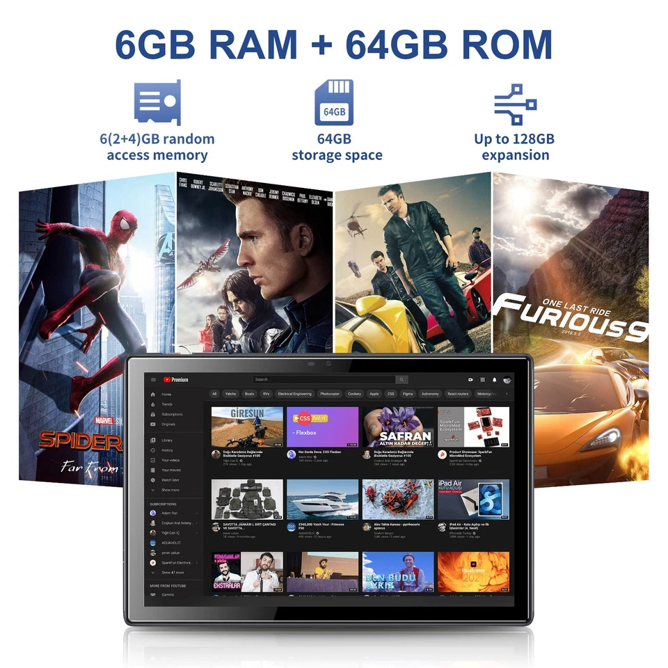 2025 10.1 inch Tablet Android 14 Tablets 6GB RAM 64GB ROM Dual Camera Bluetooth - Image 3 of 4