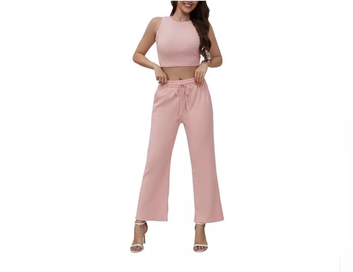 Two Piece Outfits Women Lounge Set Ribbed Knit Piece Sleeveless
