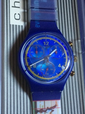 Wristwatch SWATCH Chrono GOLD MEDAL-Michael Johnson-watch-NEW/NOS-full  working! | eBay
