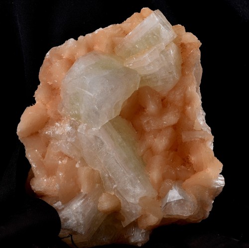 large peach stilbite with Green Apophyllite psychic direction and guidance#6697 - Picture 2 of 5