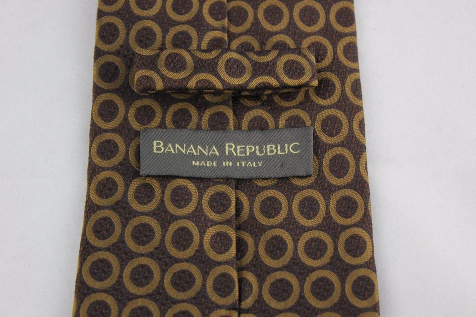 BANANA REPUBLIC Silk Tie. Brown Circular Geometric. Made in Italy. - Image 3 of 4