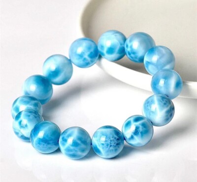 Natürliches blaues Larimar Damen Herren Armband 10 mm Perlen Larimar Schmuck