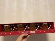 NEW Gingerbread Men Espresso Christmas Holiday Mugs Set 4 Lang Mini Hand Painted