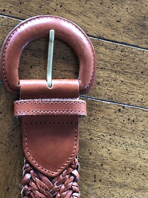 Vintage Talbots Brown Braided Woven Leather Belt Womans 