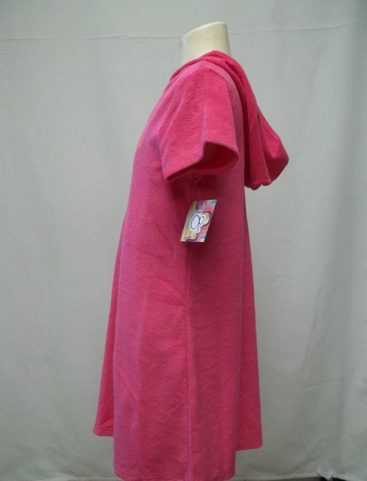 OP Girls Hooded Terry Swim Suit Beach Cover Up Sz XS 4-5 Bright Pink NWT - Image 2 of 4