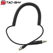 TS TAC-SKY Pilot's Headset 5 Pin Plug Coil Cord Cable with 7.0mm Jack