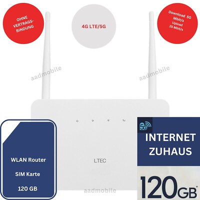 WLAN Router 120GB internet option upto 50Mbits/s Mifi WIfi Hotspot 4G LTE/5G