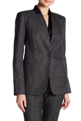 T TAHARI Adara Single Button Jacket Black White (US2) $148