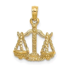 10K Yellow Gold 3-D Libra Zodiac Pendant