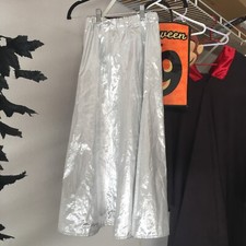 Girls size 10 M silver metallic lame skirt dress up Halloween costume excellent