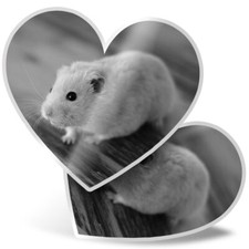 2 x Heart Stickers 15 cm - BW - Cute Blonde Hamster Rodent Pet #43836