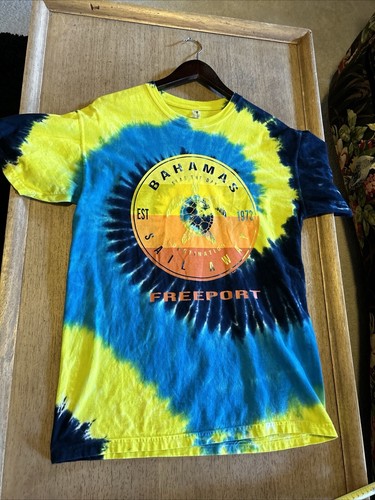 Tie Dye Short Sleeve Vibrant T-Shirt Bahamas Freeport Logo Mens M,Beautiful - Picture 5 of 9